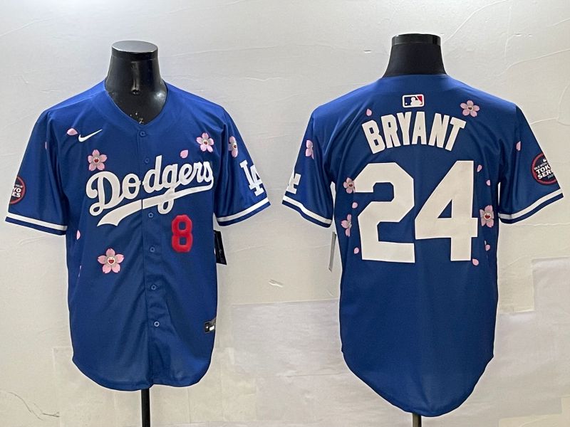 Men Los Angeles Dodgers #24 Bryant Blue Sakura Edition 2025 Nike MLB Jersey style 60